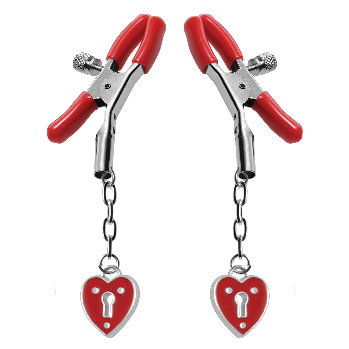 Buy and try Heart Padlock Nipple Clamps Red nipple stimulation tool.