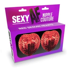 Wear Sexy AF Nipple Couture - Red Sequin Hearts nipple covers.