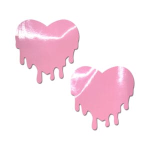 Pastease Faux Latex Baby Pink Melty Heart pasties for sale and in stock.