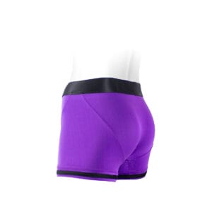 Wearing SpareParts Tomboii Purple Black Nylon Small dildo panties or briefs is comfortable. Feel connected with your partner wearing SpareParts Tomboii Purple Black Nylon Small bottoms. Buy a new harness compatible dildo for your new dildo panties or dildo briefs.