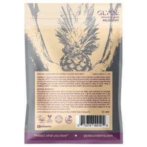 Buy Glyde Organic Wildberry Condoms 4pk for her, or him.