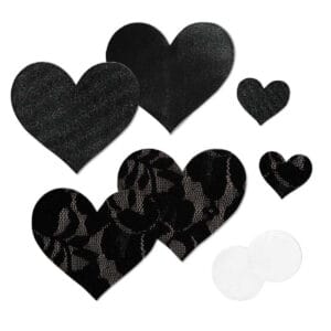 Nippies Basics Black Hearts - Size B pasties for sale and in stock.