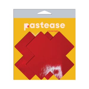 Pastease Faux Latex Red Breast Cover pasties for sale and in stock.